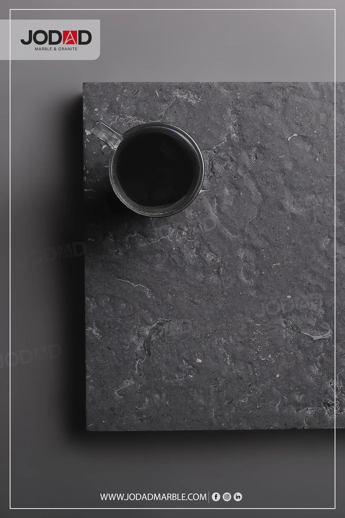 Milly Grey Egyptian marble with a brushed finish, a fine silky ripple across the face